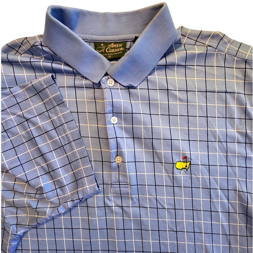 Amen Corner Masters Tournament Polo XL Blue Windowpane Golfcore Country Club